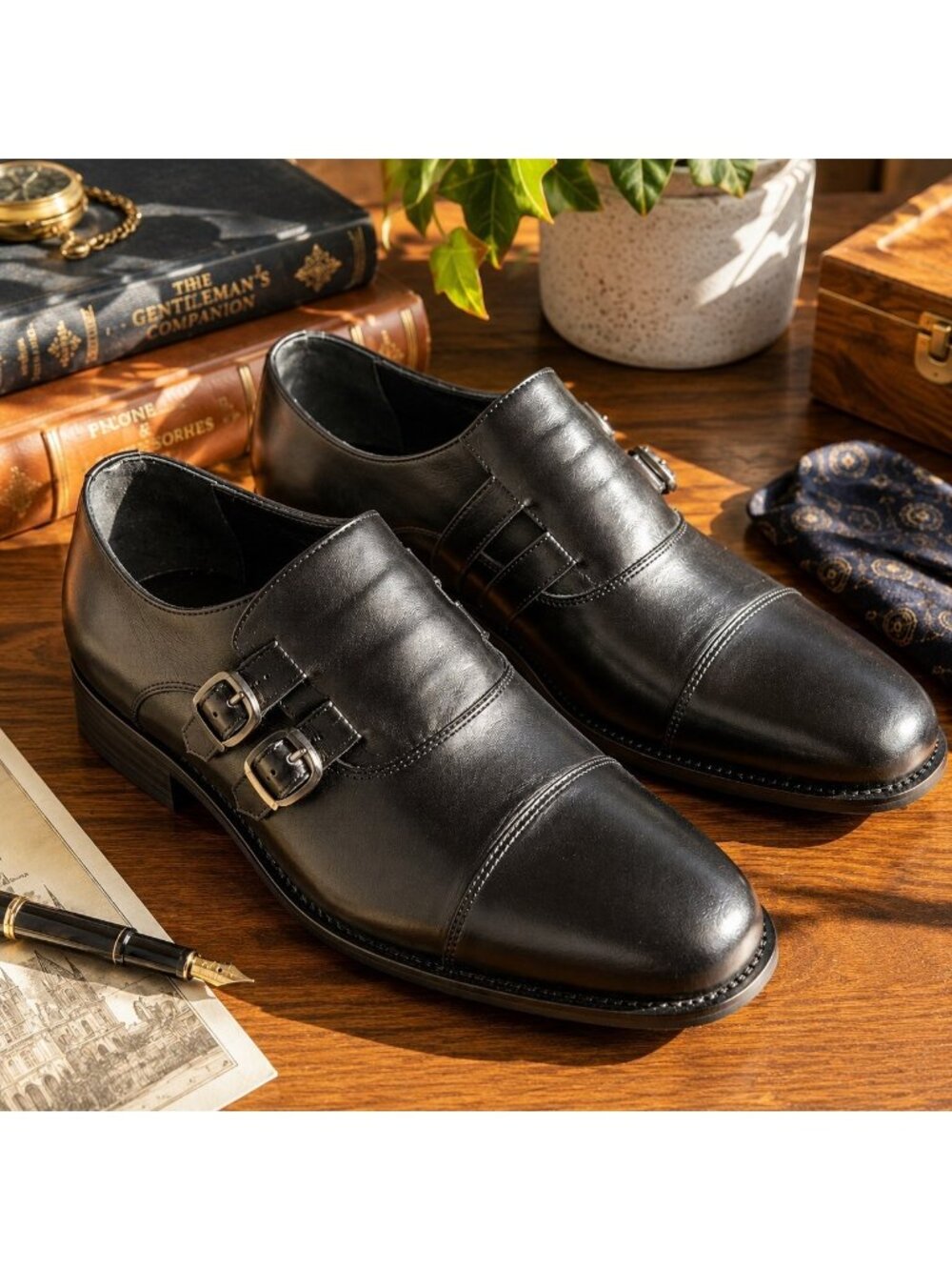 NWT Marchez Vous by Christophe Leather Mens Monk Strap Dress Shoes Size 9 Italy